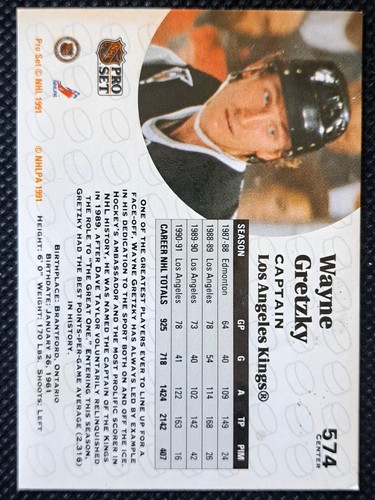 1991 PRO SET #574 WAYNE GRETZKY CAPTAIN - photo 2