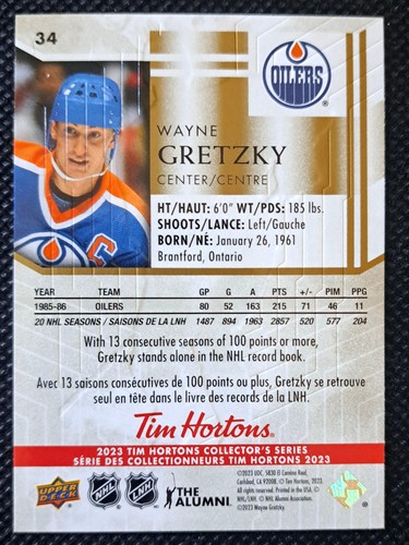 2023 Upper Deck Wayne Gretzky Tim Hortons Legends Card #34 - photo 2