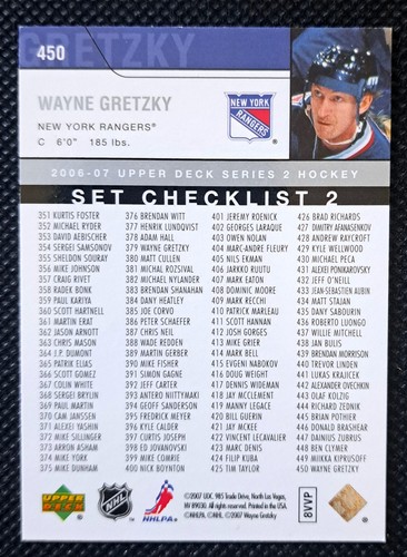 2007 Upper Deck Wayne Gretzky Checklist Card #450 - photo 2