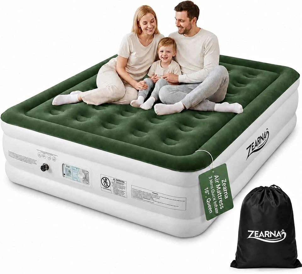 Zearna Queen Air Mattress with Built-In Pump