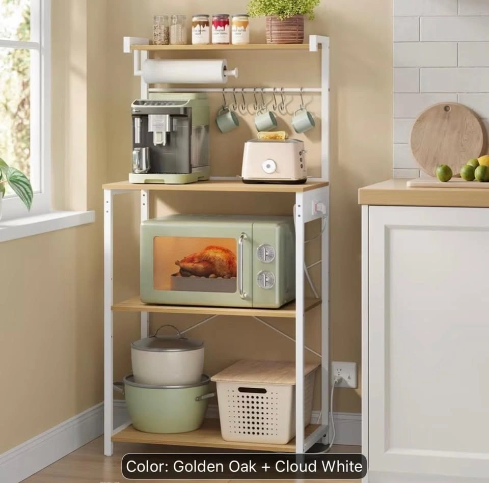 Kitchen Bakers Rack with Power Outlet and 4-Tier Shelves - photo 2