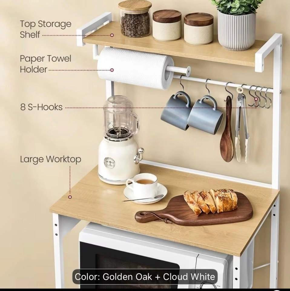 Kitchen Bakers Rack with Power Outlet and 4-Tier Shelves - photo 5