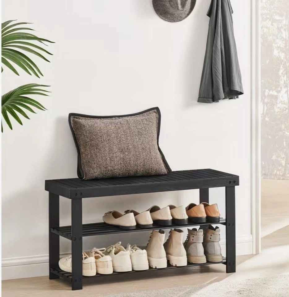 Brand New 3-Tier Bamboo Entryway Shoe Rack Bench - photo 2