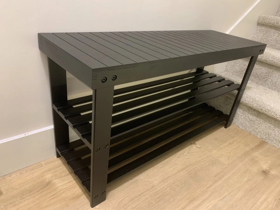 Brand New 3-Tier Bamboo Entryway Shoe Rack Bench - photo 4