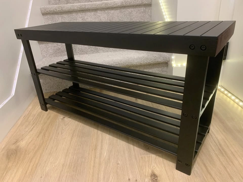 Brand New 3-Tier Bamboo Entryway Shoe Rack Bench - photo 5