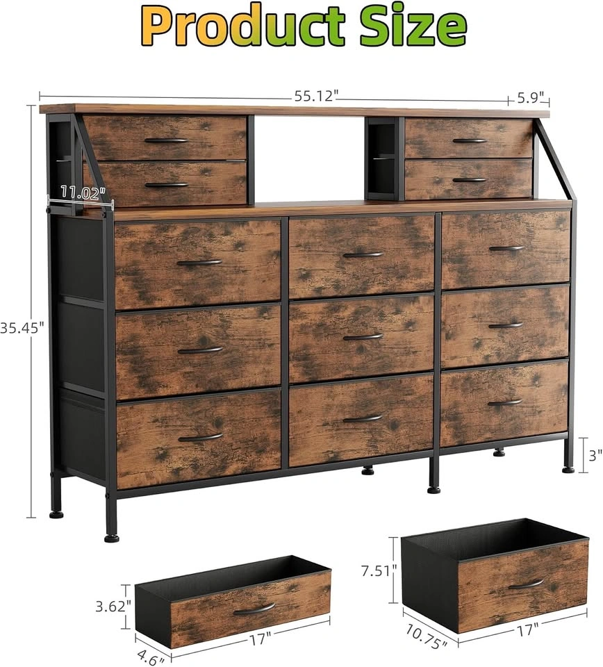 New Dresser for Bedroom with 14 Drawers, 55” Wide - photo 3
