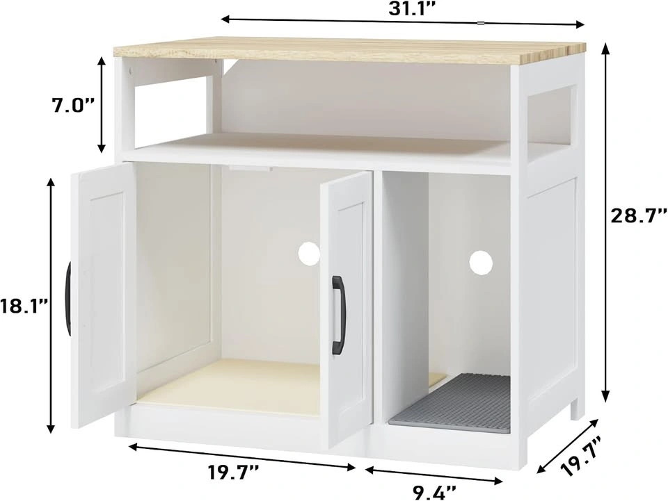 New Hidden Cat Litter Box Enclosure Furniture white - photo 2