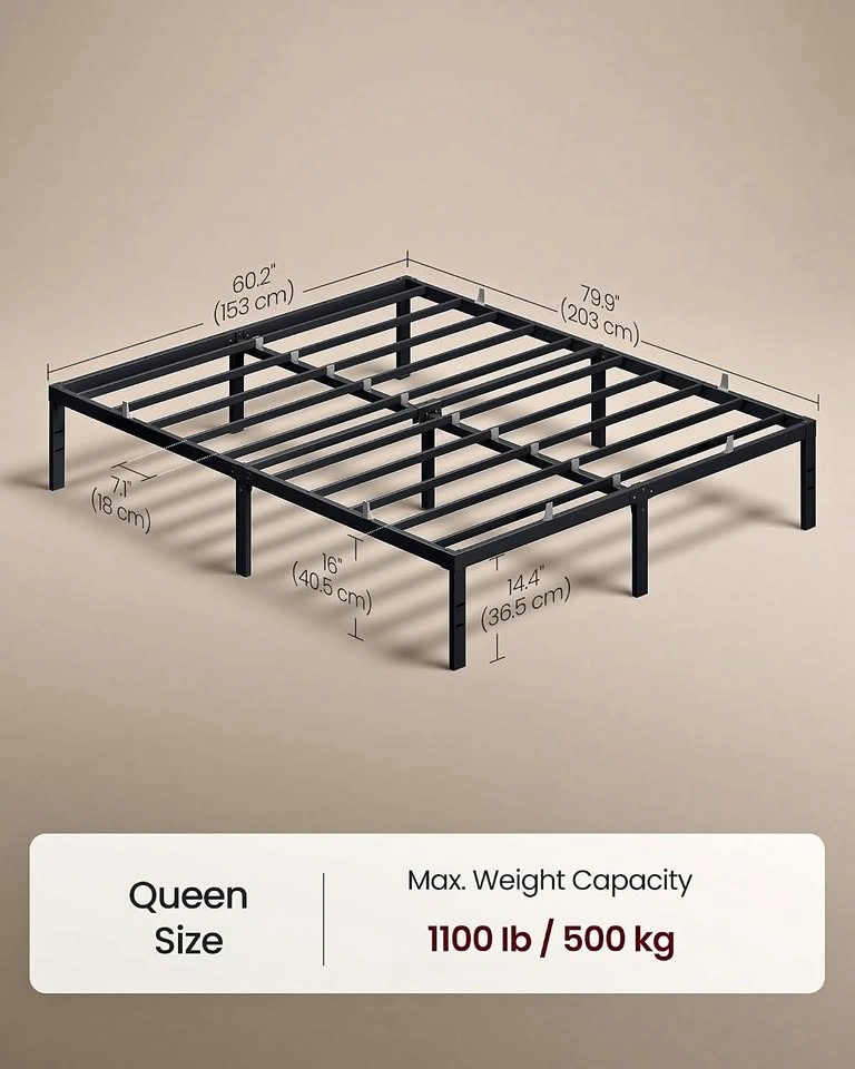 New 14"-16"-18" Queen metal bed Frame black heavy duty