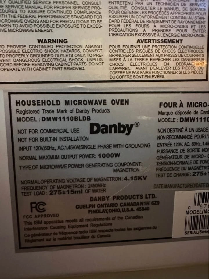 Danby Countertop Microwave 1000W Black 1.1 Cubic feet - photo 4