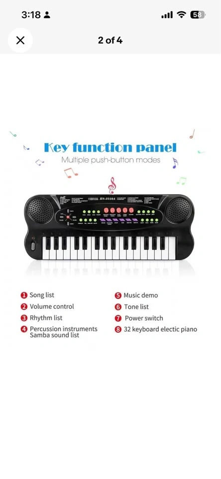 Mini 32 Keys Portable Keyboard Piano for Kids Aged 3+ Black - photo 2