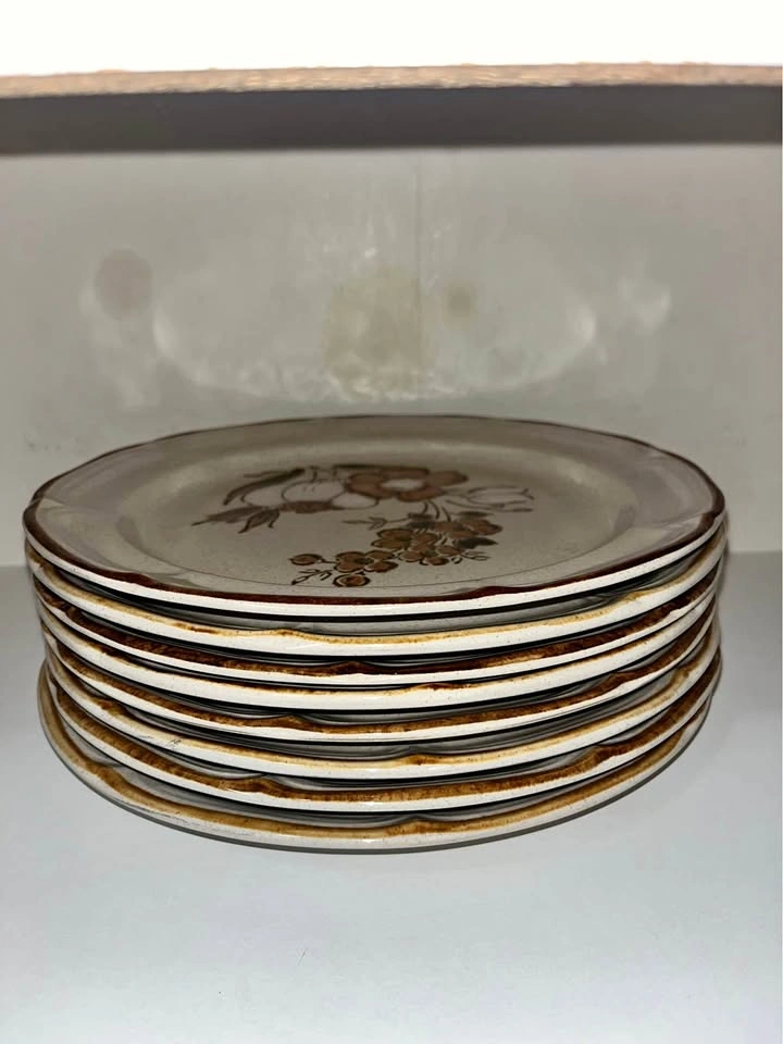 VTG 1970s Japanese Hand Painted Stoneware Dinner Plate