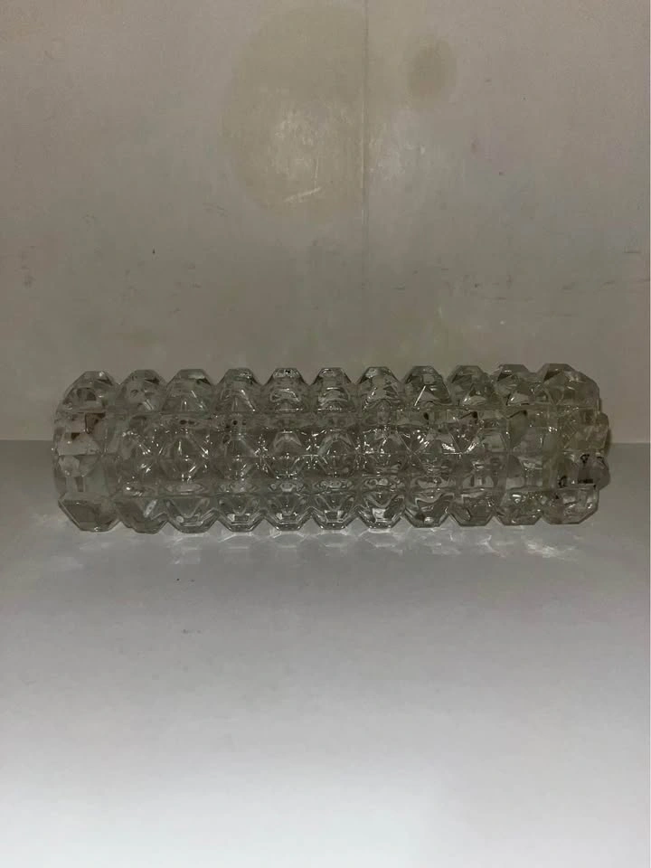 Vintage Cube Textured Cylinder Crystal Bud Vase 7 Inches - photo 4