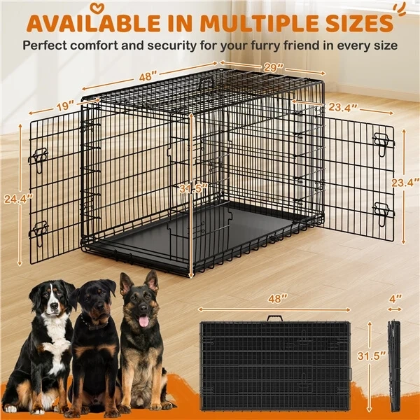 42" Dog Crate for Medium to Large Dogs w/ Divider, Foldable - photo 2