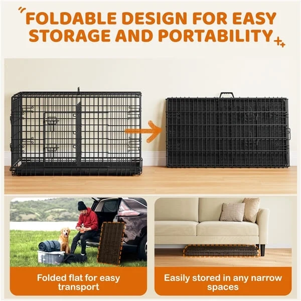 42" Dog Crate for Medium to Large Dogs w/ Divider, Foldable - photo 5