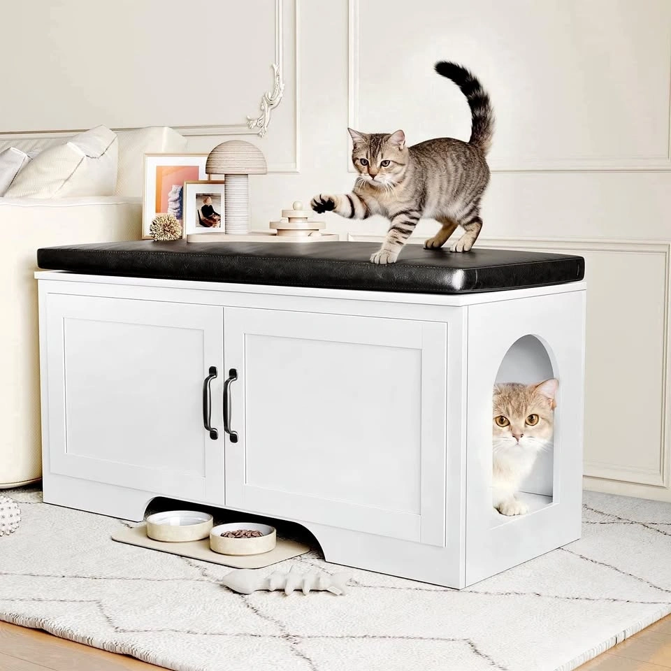 New Hidden Cat Litter Box with Adjustable Shelves