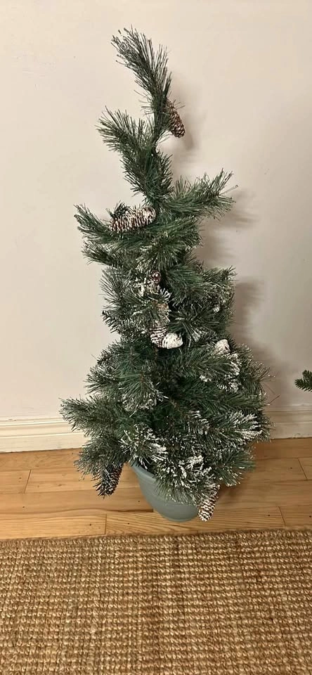 50“ potted Frosted Artificial Pine Tree with Pinecones