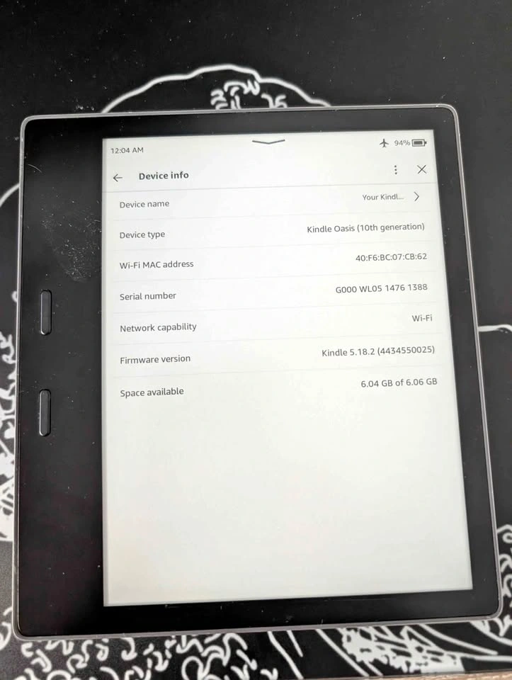 Kindle Oasis 10 E Reader