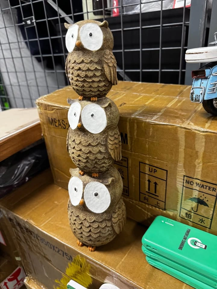 Stacked Owl Trio Garden Statue - photo 2