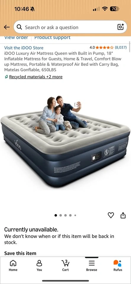 iDOO Luxury Queen Air Mattress with Built-in Pump - photo 2