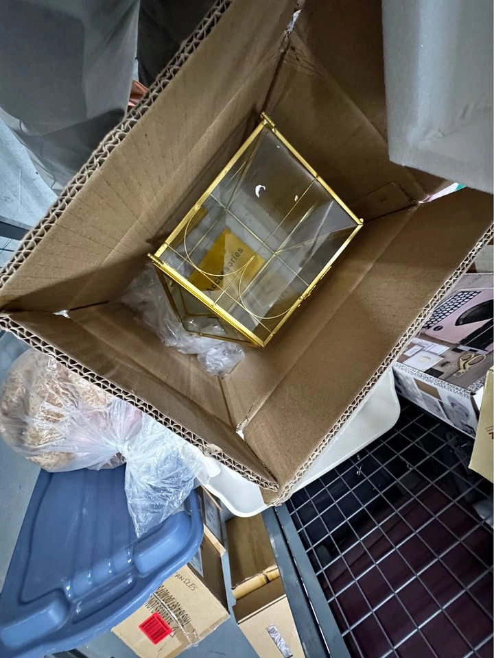 Gold Metal and Glass Decorative Card Box