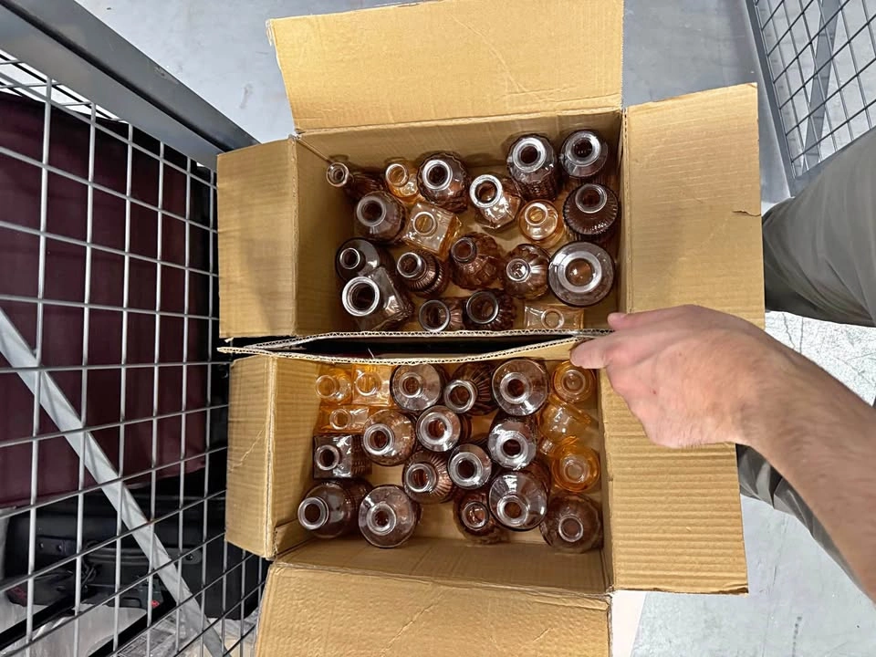 Bulk Lot of approx 100 Amber Glass Bud Vases