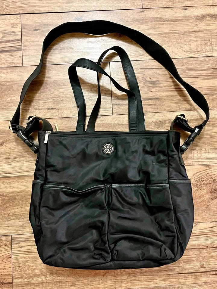 Authentic Tory Burch Black Nylon Tote / Crossbody Bag