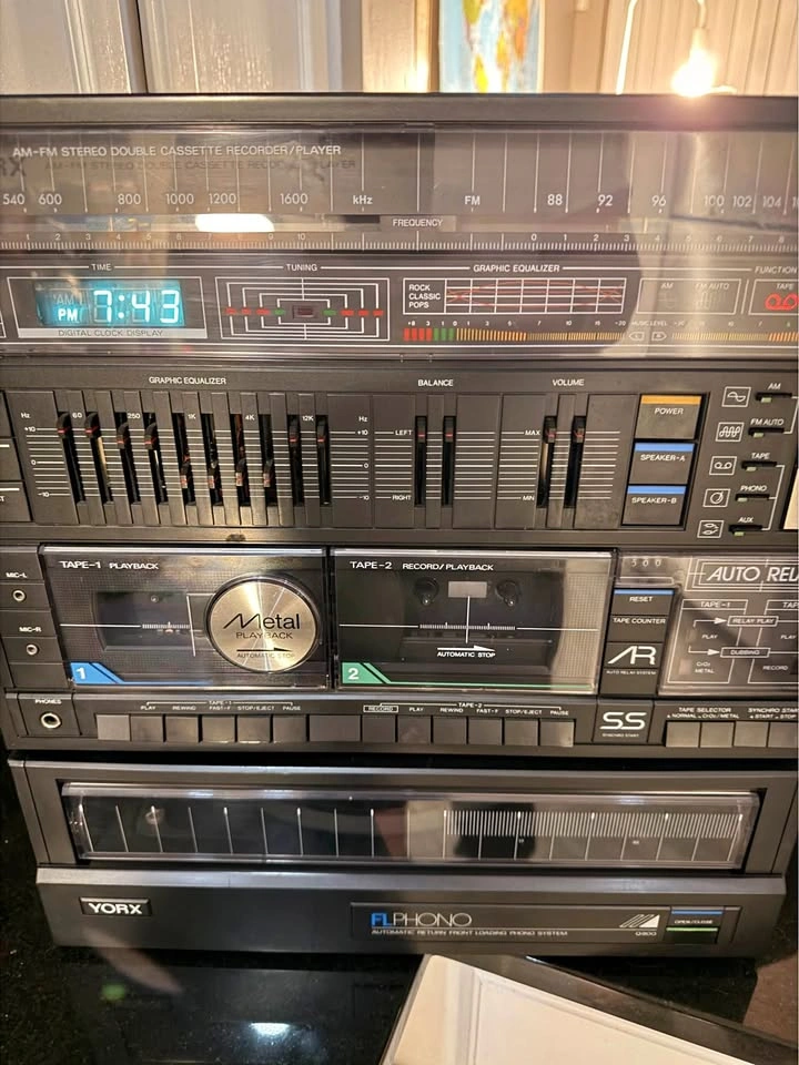Vintage 1980s Yorx M2605 Stereo System with Sliding Turntable