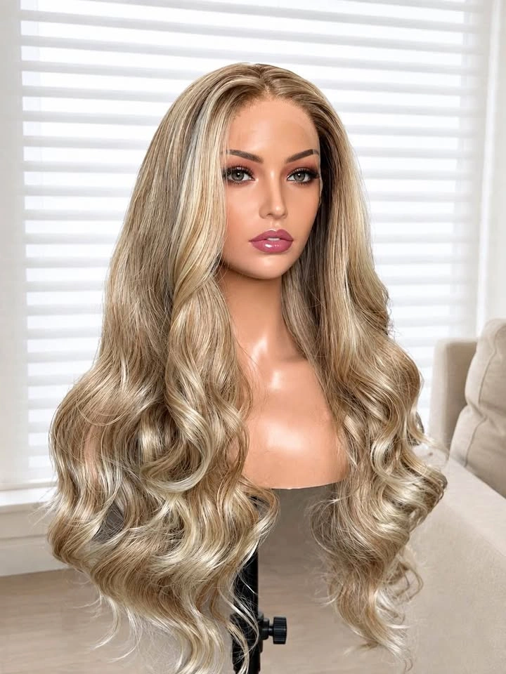 Long Wavy Blonde Lace Front Wig Synthetic Hair