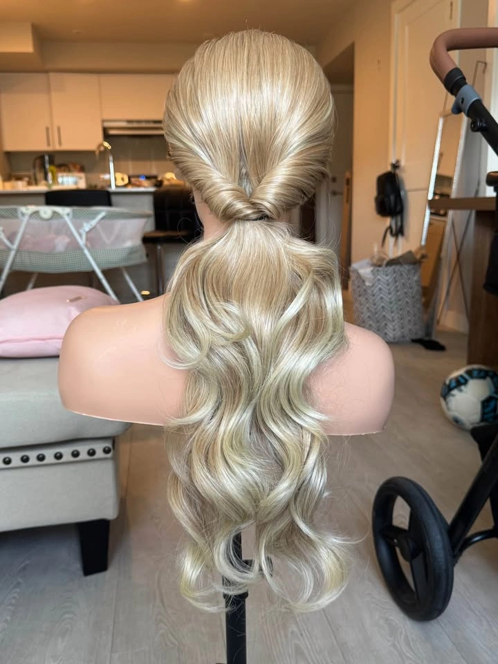 Long Wavy Blonde Lace Front Wig Synthetic Hair - photo 3