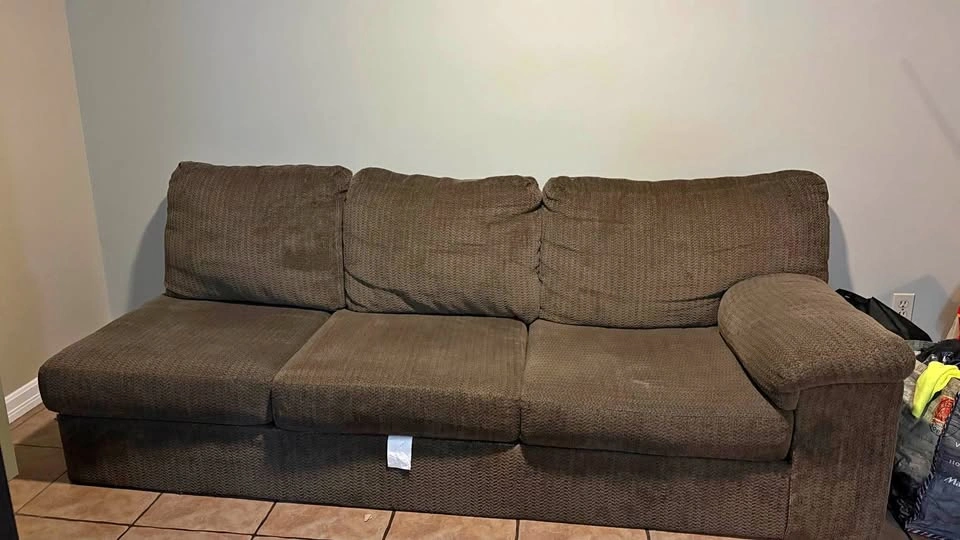 Brown Textured Fabric 3-Seater Sofa