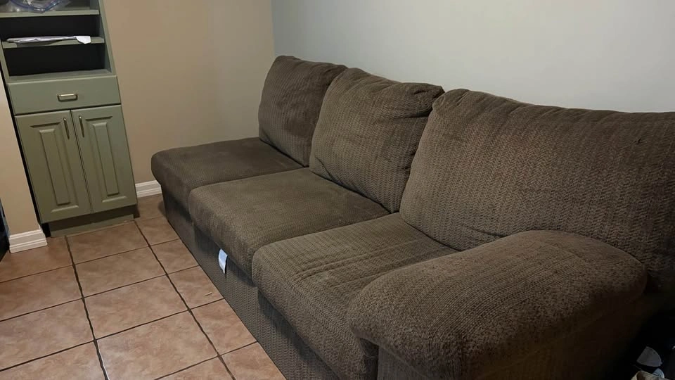 Brown Textured Fabric 3-Seater Sofa - photo 2