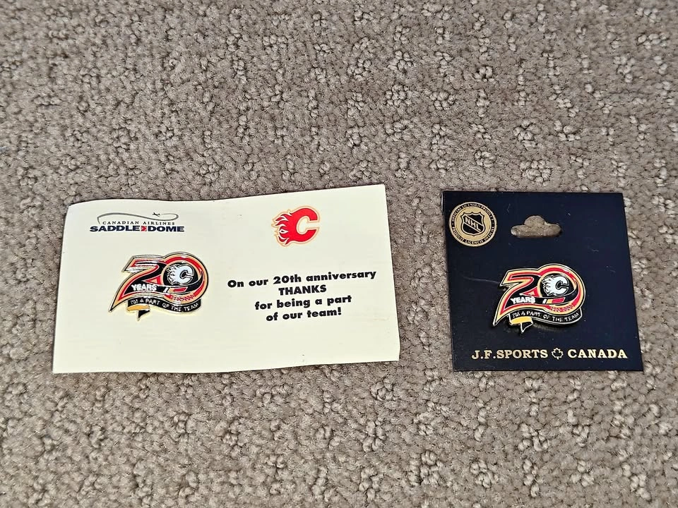 NHL Calgary Flames 20 Years Anniversary Hockey Lapel Pin
