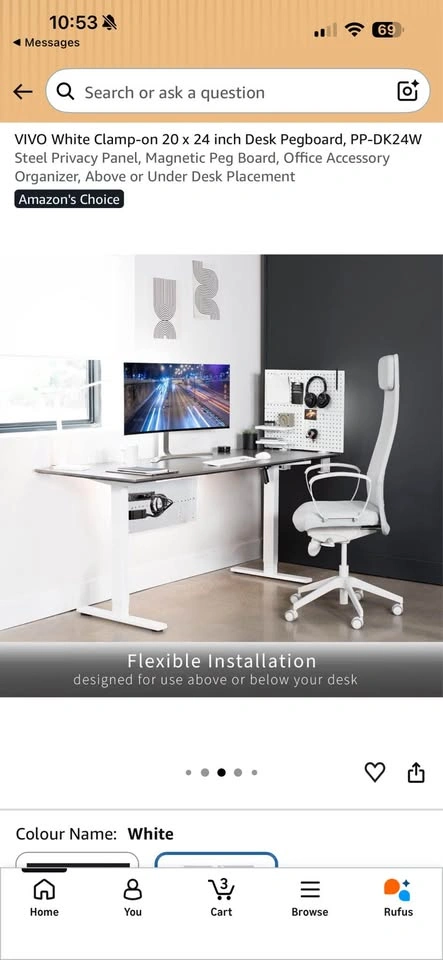 VIVO White Clamp-on 20 x 24 inch Desk Pegboard - photo 4