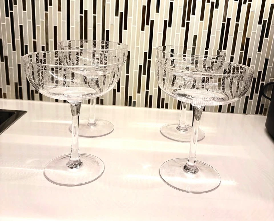 Chic & Tonic Etched Coupe Glasses - Set of 4