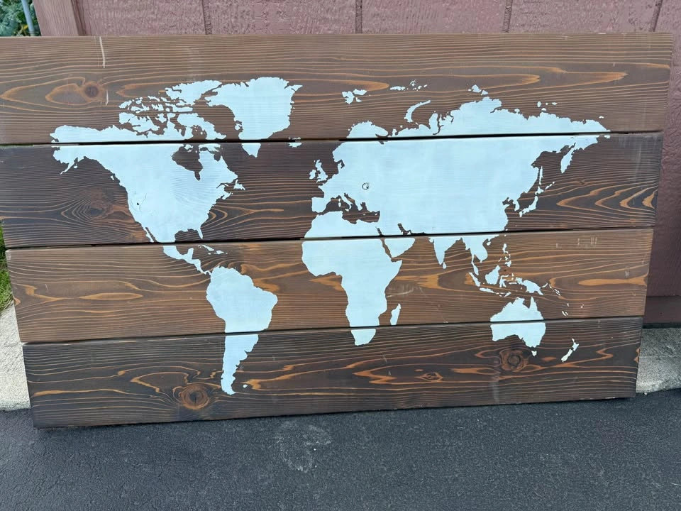 Abstract Canvas, Wood World Map, and Pineapple Wall Art - photo 2