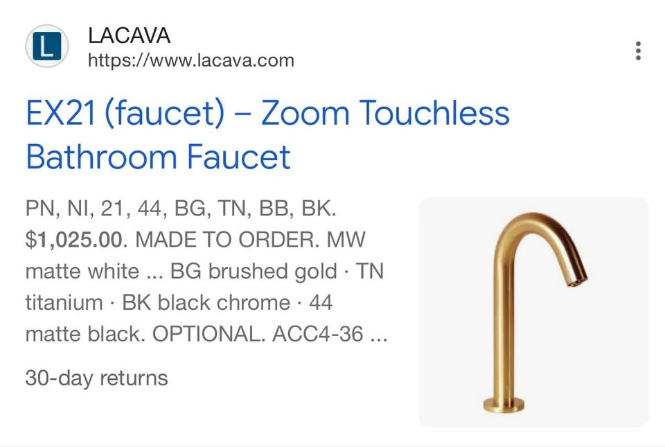 LACAVA EX21 Zoom Touchless Bathroom Faucet - photo 2