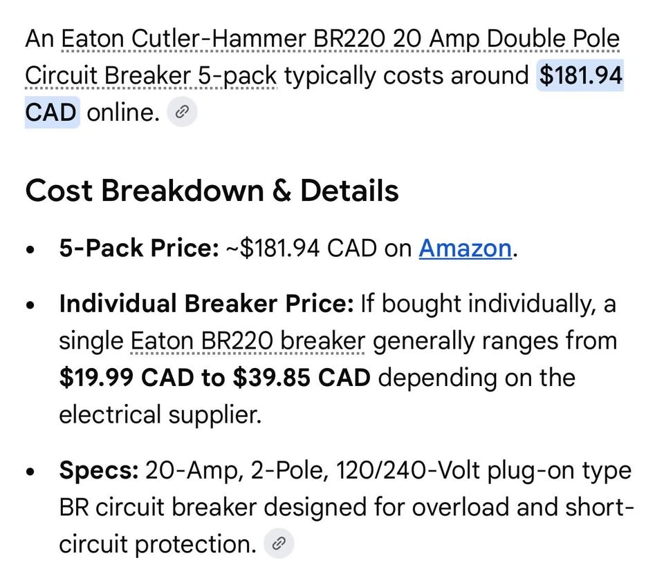 Eaton Cutler-Hammer BR220 20 Amp Double Pole Circuit Breakers - - photo 3