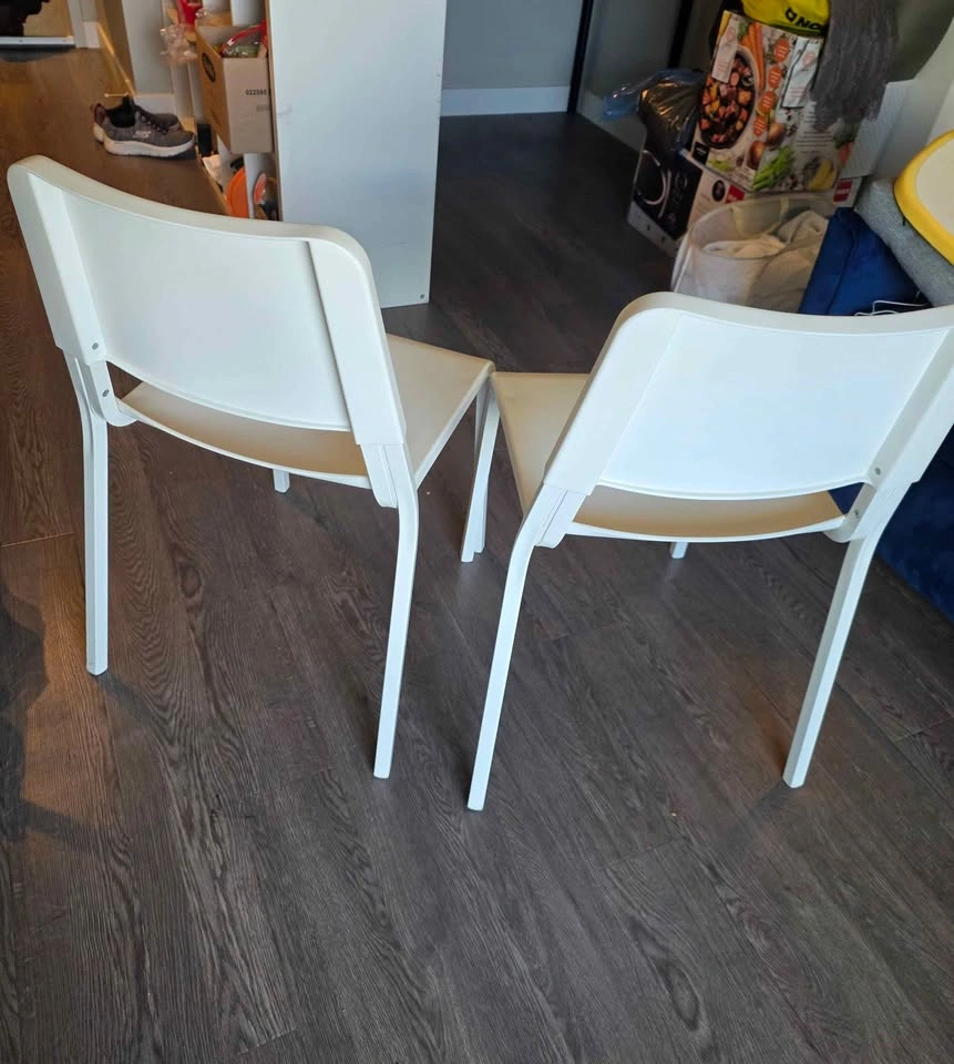 2 IKEA TEODORES White Dining Chairs + Seat Cushions - photo 2