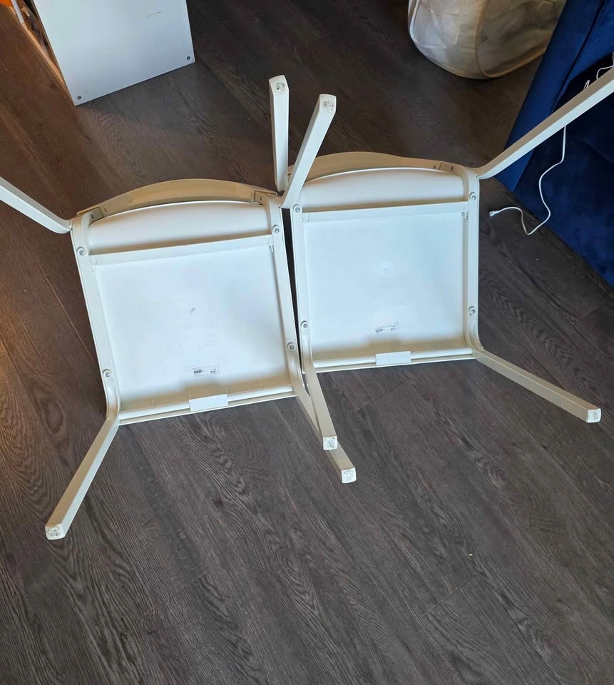 2 IKEA TEODORES White Dining Chairs + Seat Cushions - photo 5