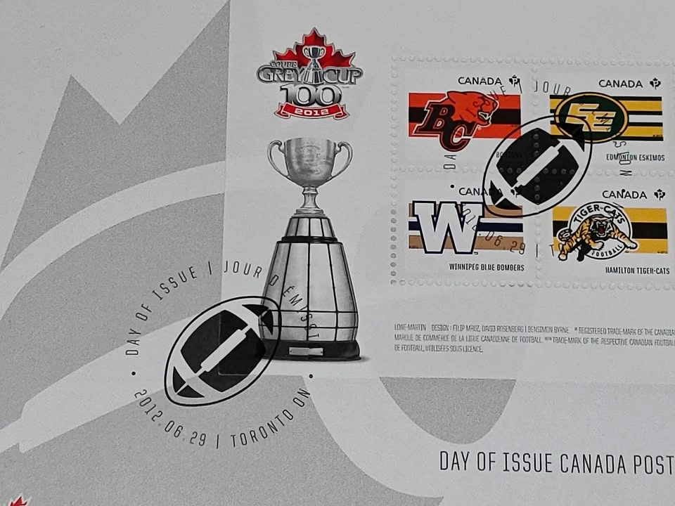 First Day Covers FDC - 100th Grey Cup & CFL Football Teams 2012 - photo 4