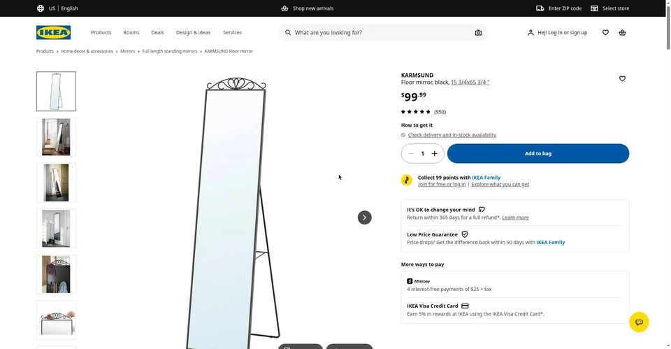 IKEA KARMSUND Full-Length Standing Mirror - Black, Like New - photo 5