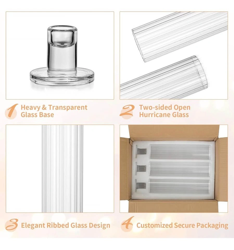 Glass Taper Candle Holder with Ribbed Cylinder Sleeve - 10pk - photo 4