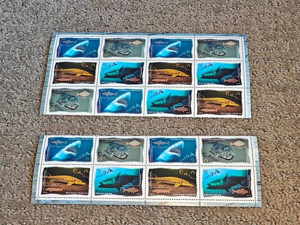Stamps Full Sheet Pane - 1997 Canada Post Ocean Water Fish