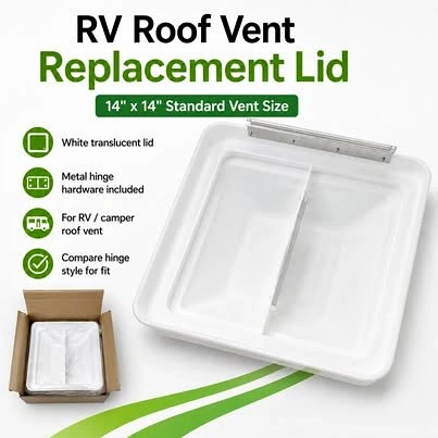 14x14 RV Roof Vent Replacement Lid White Translucent Open Box