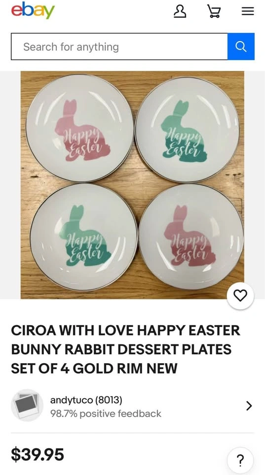 CIROA With Love Happy Easter Bunny Dessert Plate - photo 5