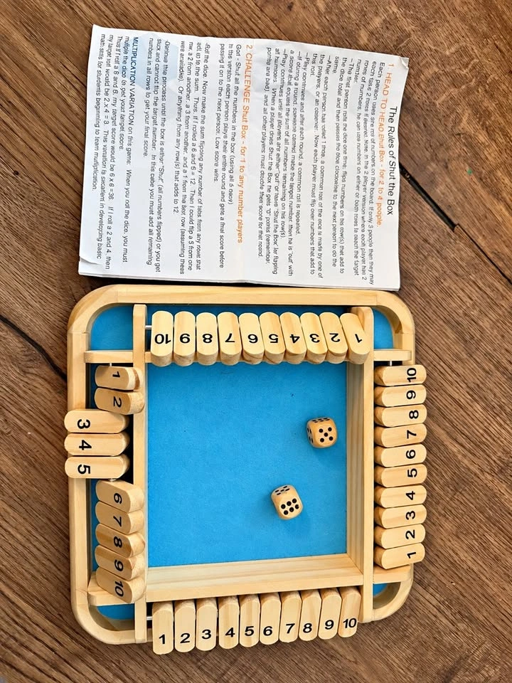 Moving Sale – 4-Player Wooden Shut the Box Dice Game