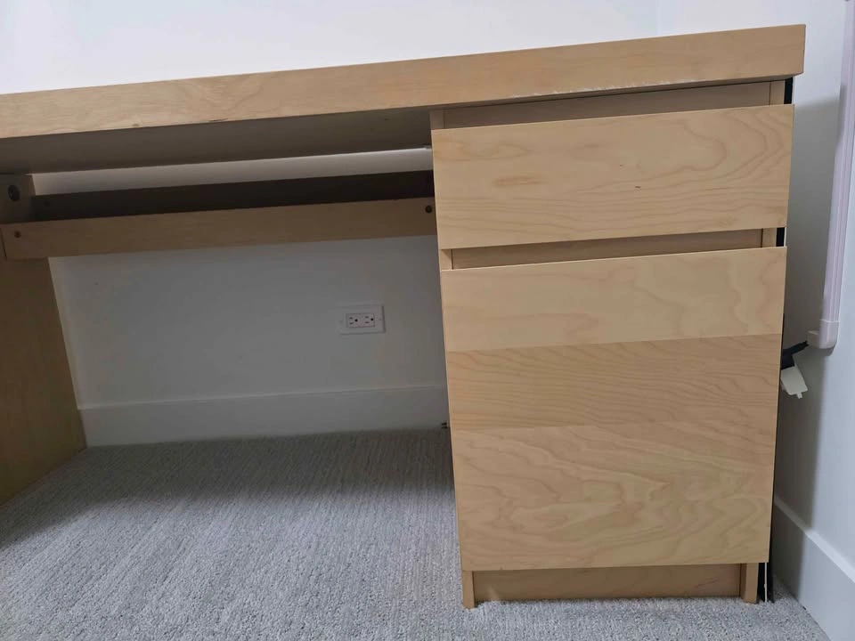 Desk with Drawers & Cable Shelf – Birch / Light Wood Finish - photo 3