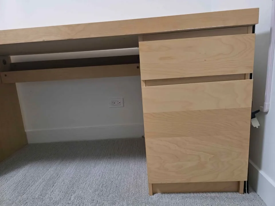 Desk with Drawers & Cable Shelf – Birch / Light Wood Finish - photo 3