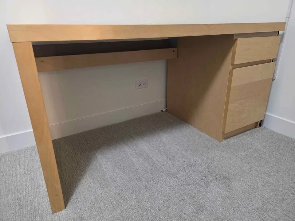 Desk with Drawers & Cable Shelf – Birch / Light Wood Finish - photo 4