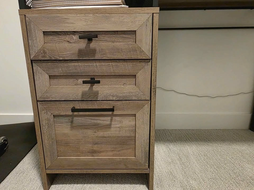 Rustic Industrial Desk with 3 Drawers & Mesh Shelf - photo 5